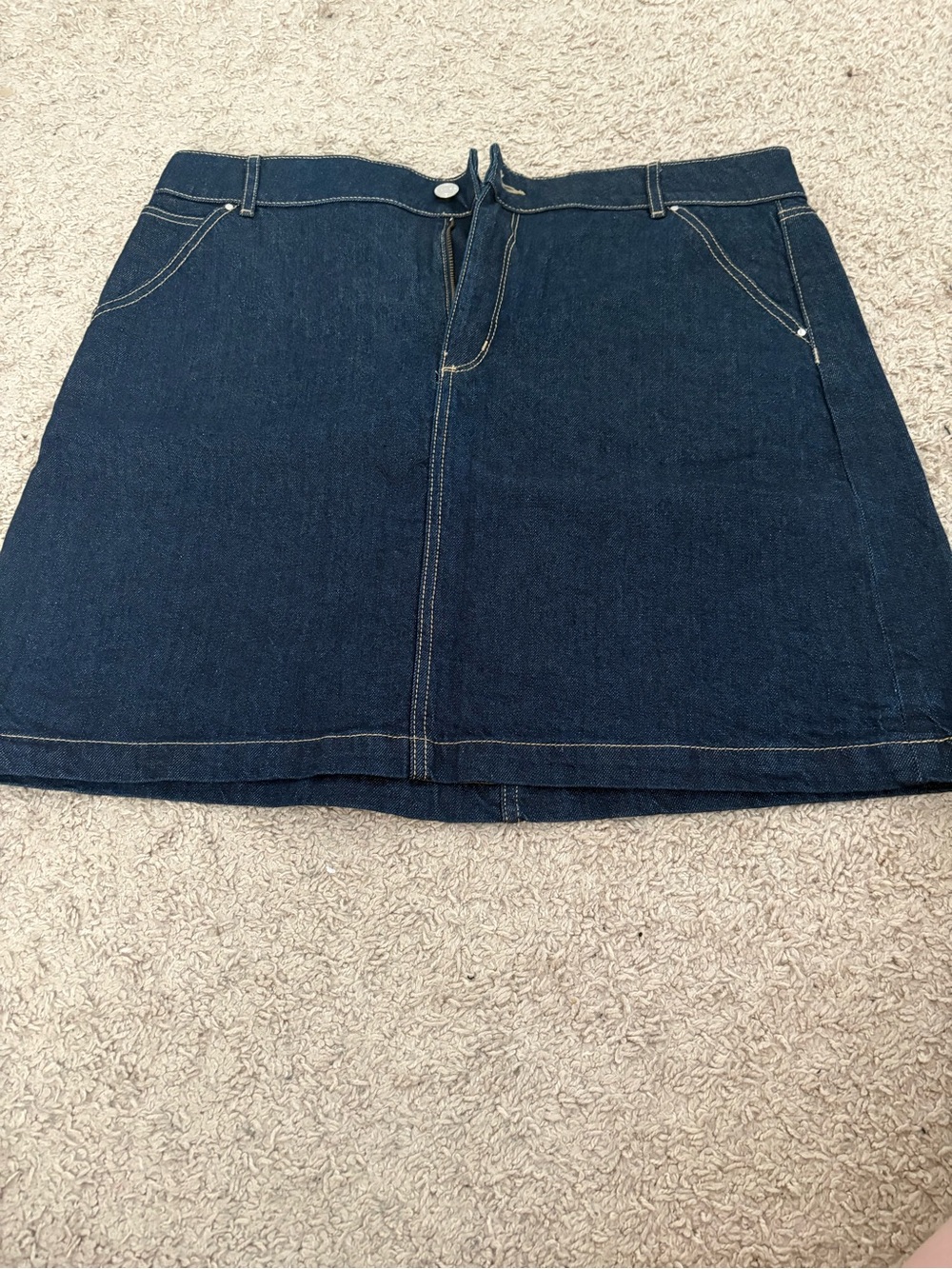LOFT Dark Blue Denim A-Line Mini Skirt